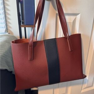 Brown and black tote bag